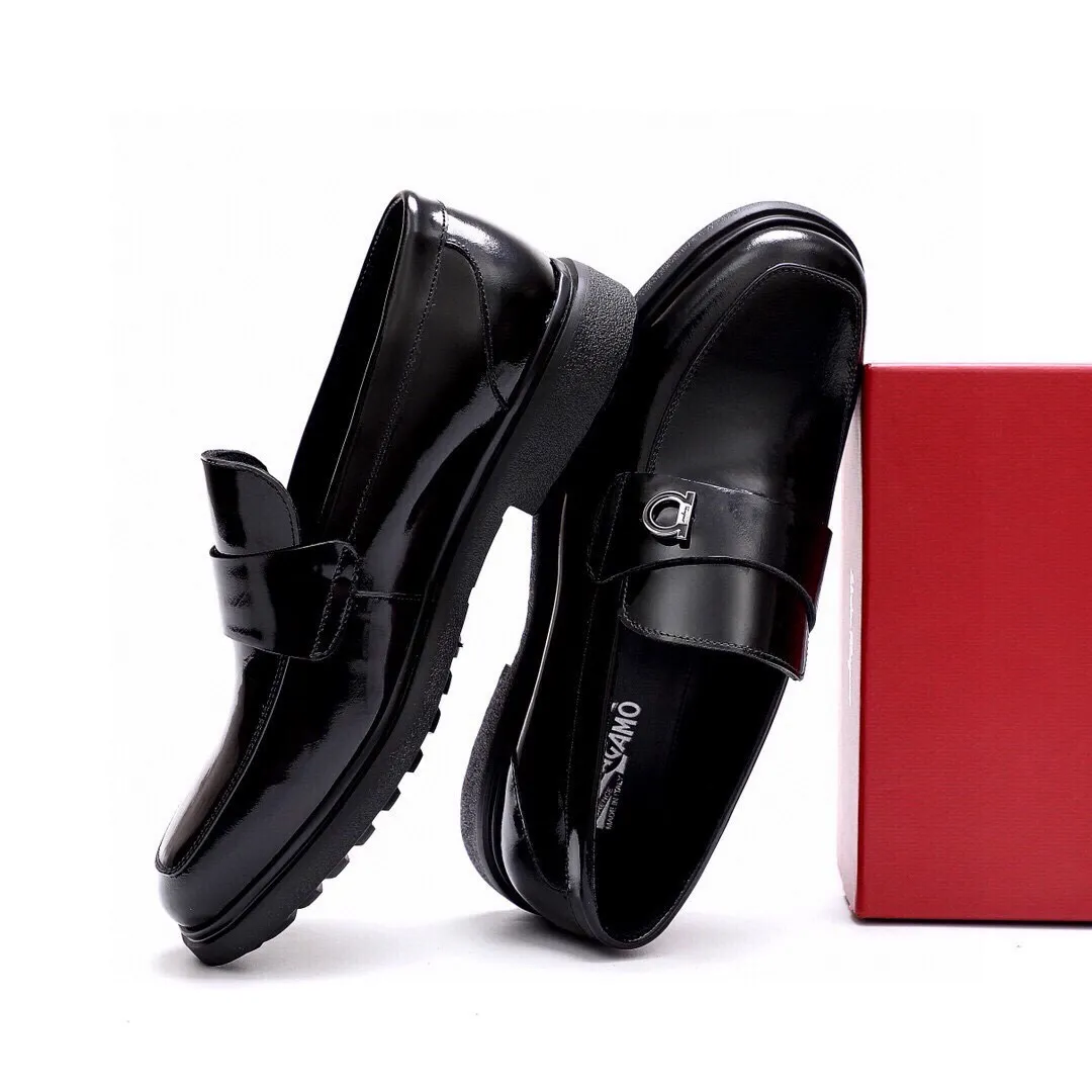 Men's shoes 💰520 💐[Ferragamo/Ferragamo] New 🐲Ferragamo* Ferragamo classic formal leather shoes! It is made of imported first-layer open-edge beaded cowhide leather upper + luxurious hardware buckle, and the inner layer is comfortable first-layer cowhide 🐂 leather lining! Original rubber outsole! Code number 38-44 (45🉑️customized)